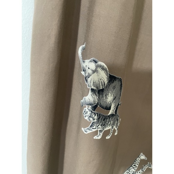 Vintage Maxi Pencil Skirt Brown Giraffe Elephant Safari Sz 12 Split Sides Artsy - Picture 4 of 8